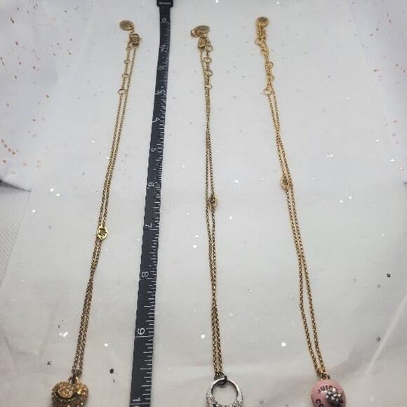 Juicy Couture Trio Of Necklaces - Vintage Y2K Jewelry - Ring Cupcake Heart - Picture 11 of 11